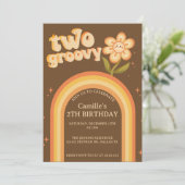 Groovy 2ボホデイジー虹の誕生日 招待状 (スタンド正面)