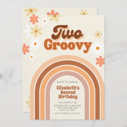 Groovy 2回目の誕生日の招待状2 招待状 (正面/裏面)