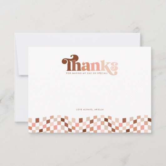 Groovy 2女クールの子市松模様にの2番目の誕生日 サンキューカード (正面)