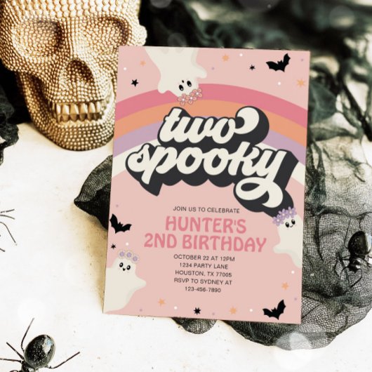 Groovy 2女不気味の子2nd誕生日ハロウィーン 招待状