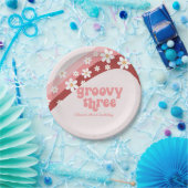 Groovy 3 3rd誕生日ピンクペーパーナプキン ペーパープレート (パーティー)