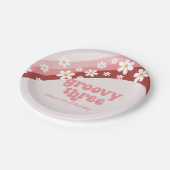 Groovy 3 3rd誕生日ピンクペーパーナプキン ペーパープレート (アングル)