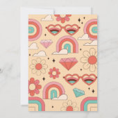 Groovy 3rdピンクガールレトロヴィンテージ1970sパーティー 招待状 (裏面)