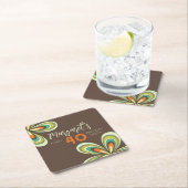 Groovy 40th誕生日パーティー70sヒッピー花 スクエアペーパーコースター (インサイチュ)