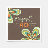 Groovy 40th誕生日パーティー70sヒッピー花 スタンダードカクテルナプキン (正面)