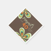 Groovy 40th誕生日パーティー70sヒッピー花 スタンダードカクテルナプキン (角)