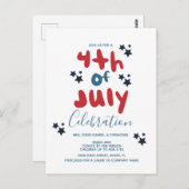 Groovy 4th of 7月スターズBBQフライヤー招待状  ポストカード (正面/裏面)