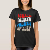 Groovy 4th Of July Merica Patriotic American Flag  Tシャツ (正面)