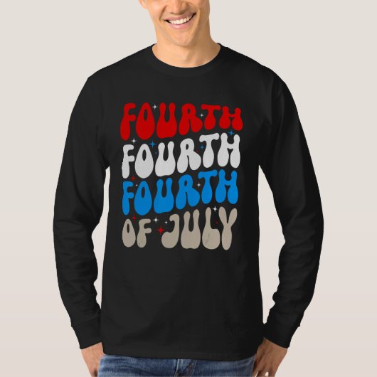 Groovy 4th Of July Merica Patriotic American Flag  Tシャツ (正面)