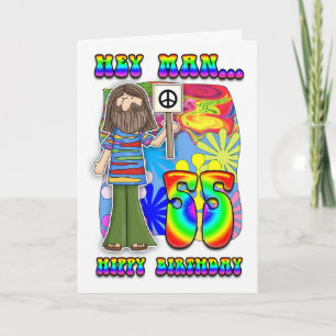 Groovy 55th誕生日 – ヒッピー誕生日 カード