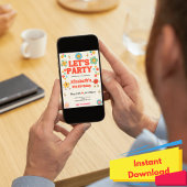 Groovy 5th誕生日招待状 – ベージュ、赤、レトロ 招待状