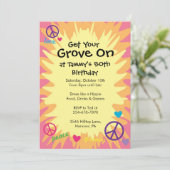 Groovy 60のテーマパーティー招待状 招待状 (スタンド正面)