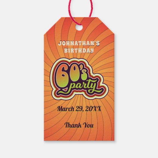 Groovy 60のパーティーギフトラベル ギフトタグ (正面)