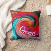 Groovy 60のレトロ明るい渦巻き絞り染め カラフル クッション (ブランケット)