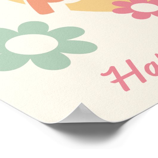 Groovy 60の70の花の誕生日パーティーへようこそ ポスター (角)