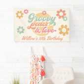 Groovy 60の70の花の誕生日パーティー任意の年齢 横断幕 (インサイチュ)