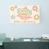 Groovy 60の70の花の誕生日パーティー任意の年齢 横断幕 (トレードショー)