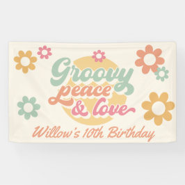 Groovy 60の70の花の誕生日パーティー任意の年齢 横断幕