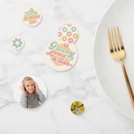 Groovy 60の70の花の誕生日パーティー、任意の年齢 コンフェッティ