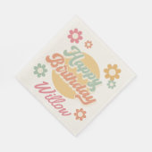 Groovy 60の70の花の誕生日パーティー、任意の年齢 スタンダードランチョンナプキン (角)