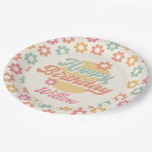 Groovy 60の70の花の誕生日パーティー、任意の年齢 ペーパープレート (アングル)