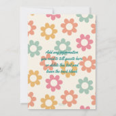 Groovy 60の70の花の誕生日パーティー、任意の年齢 招待状 (裏面)