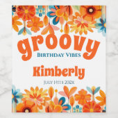 Groovy 60のVibeフローラレトロ誕生日 ワインラベル (シングルラベル)