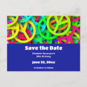 Groovy 60年代との平和のサインVibe日付を保存 インビテーションポストカード (正面)