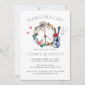 Groovy 60sをテーマにした誕生日パーティーBoho招待状 (正面)