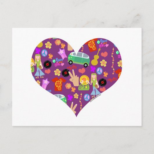 Groovy 60s紫色の愛 ポストカード (正面)