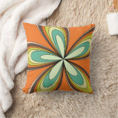 Groovy 60s 70sヒッパイフラワーオレンジレトロデイジー クッション (ブランケット)