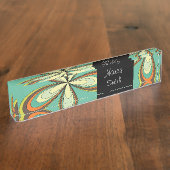 Groovy 60s 70sヒッパイフラワーターコイズデイジー名 デスクネームプレート (側面)