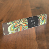 Groovy 60s 70sヒッパイフラワーブラウンレトロデイジー デスクネームプレート (側面)