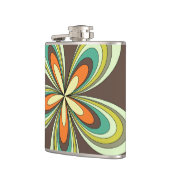 Groovy 60s 70sヒッパイフラワーブラウンレトロデイジー フラスク (左)