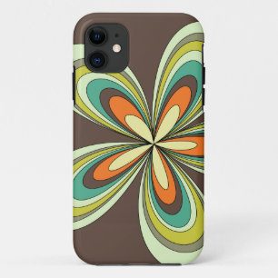 Groovy 60s 70sヒッパイフラワーブラウンレトロデイジー iPhone 11 ケース