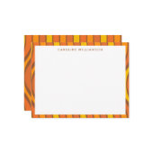 Groovy 60s 70s抽象芸術オレンジブラウンパーソナライズされた ノートカード (正面/裏面インサイチュ)