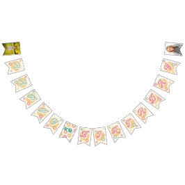 Groovy 60's 70's Flowersフォトハッピーバースデー バンティングフラッグ