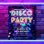 Groovy 70のディスコパーティー誕生日予算招待状