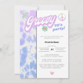Groovy 70のパーティーパステル絞り染め誕生日 招待状 (正面)