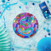 Groovy 70のヒッピー – スタイル愛の平和の花 ペーパープレート (パーティー)