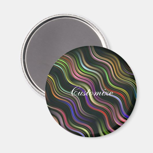 Groovy 70の波型ヒッピーサイケデリック マグネット (正面/裏面)