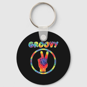 Groovy 70の絞り染め-ヴィンテージT型レトロパーティー キーホルダー