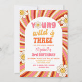 Groovy 70の若いワイルドと3歳の誕生日 招待状 (正面)