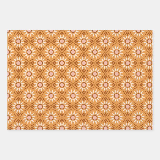 Groovy 70の蝶、花と幾何学的 ラッピングペーパーシート (正面3)