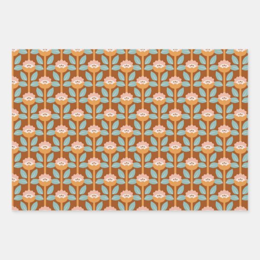 Groovy 70の蝶、花と幾何学的 ラッピングペーパーシート (正面2)