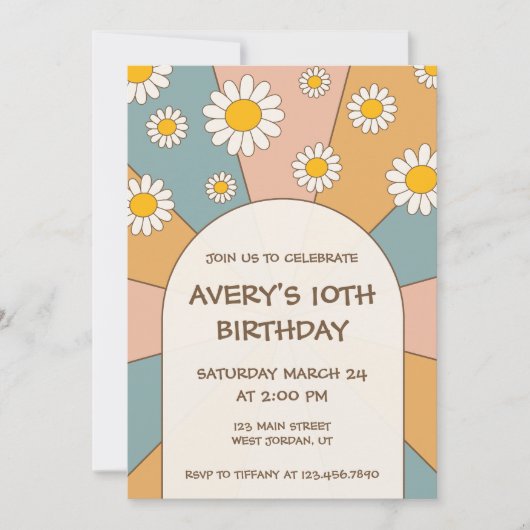 Groovy 70の誕生日招待状 招待状 (正面)