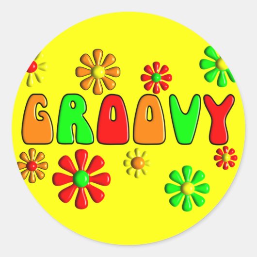 Groovy 70のTシャツとギフト ラウンドシール (正面)