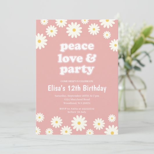 Groovy 70年代デイジー誕生会  招待状 (スタンド正面)