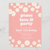 Groovy 70年代デイジー誕生会  招待状 (正面/裏面)