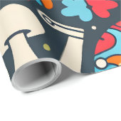 Groovy 70sのパタンとピースサインとキノコ ラッピングペーパー (ロールコーナー)